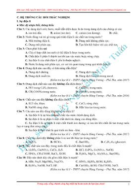 Bài tập Hóa học 11 - Chương 1 Sự điện li - Nguyễn Minh Tuấn